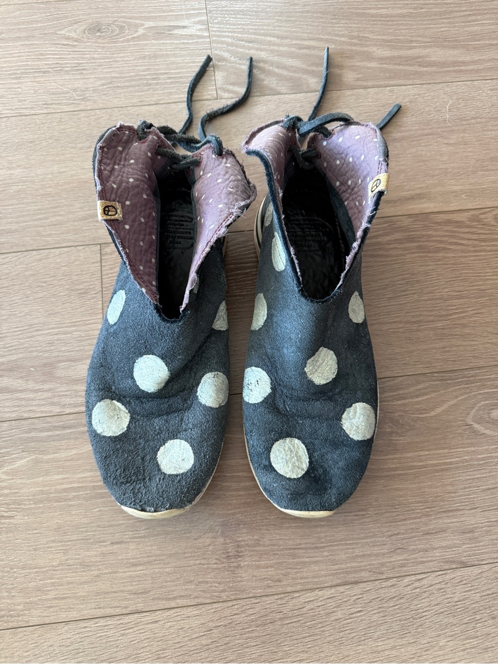 Visvim LARAMIE FOLK Antelope Suede Gray Polka Dot – Size 8 Mens